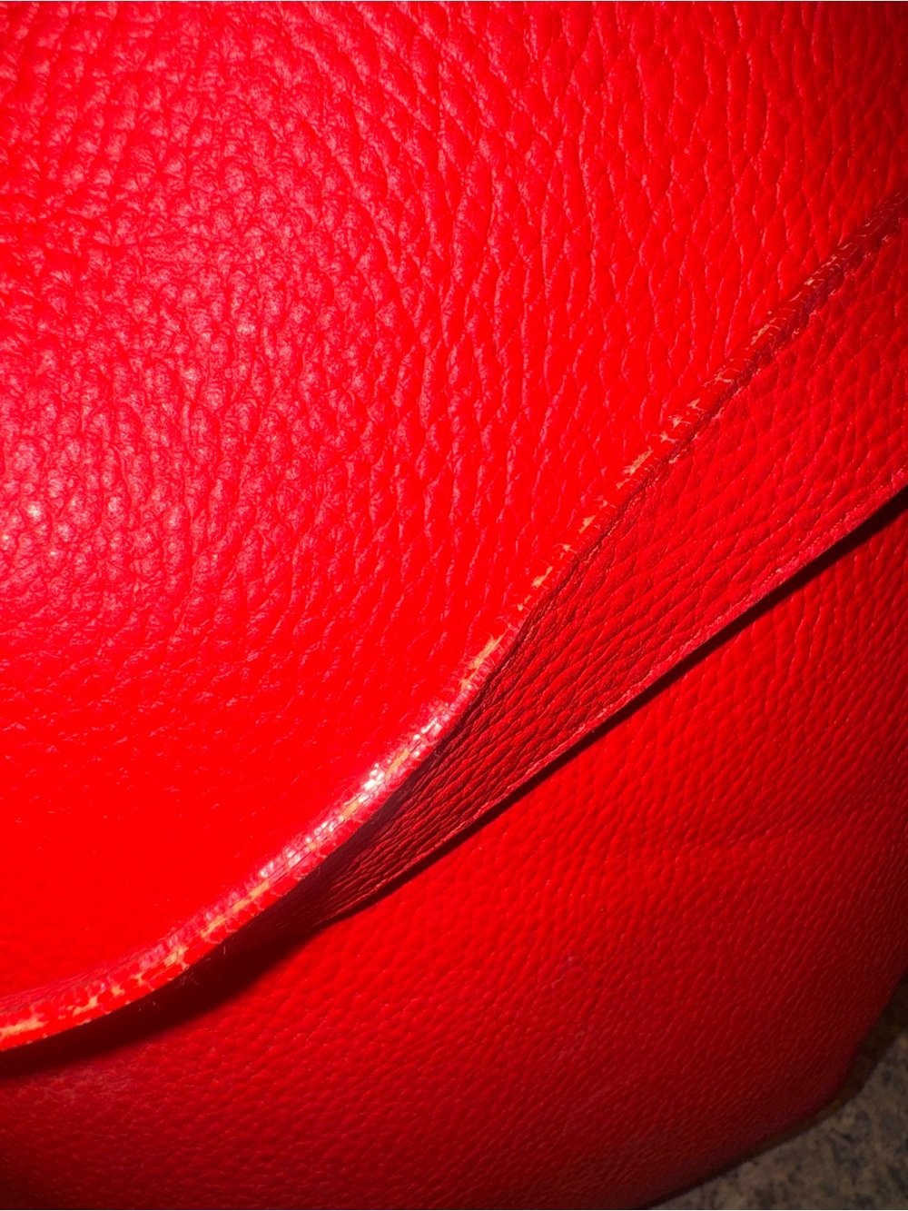 Furla Bright Red Pebbled Leather Shoulder Tote XL - Picture 5 of 6